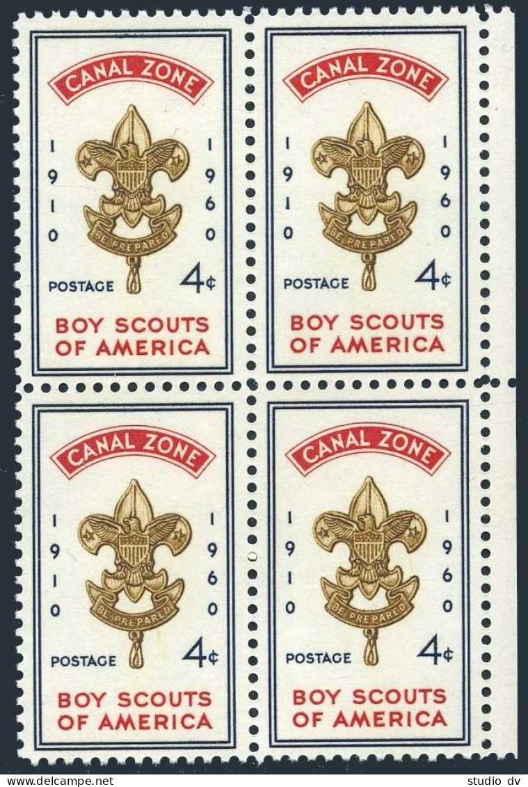 USA Panama Canal Zone 151 Block/4,MNH.Michel 146. Boy Scouts Of America-50,1960. - Panamá