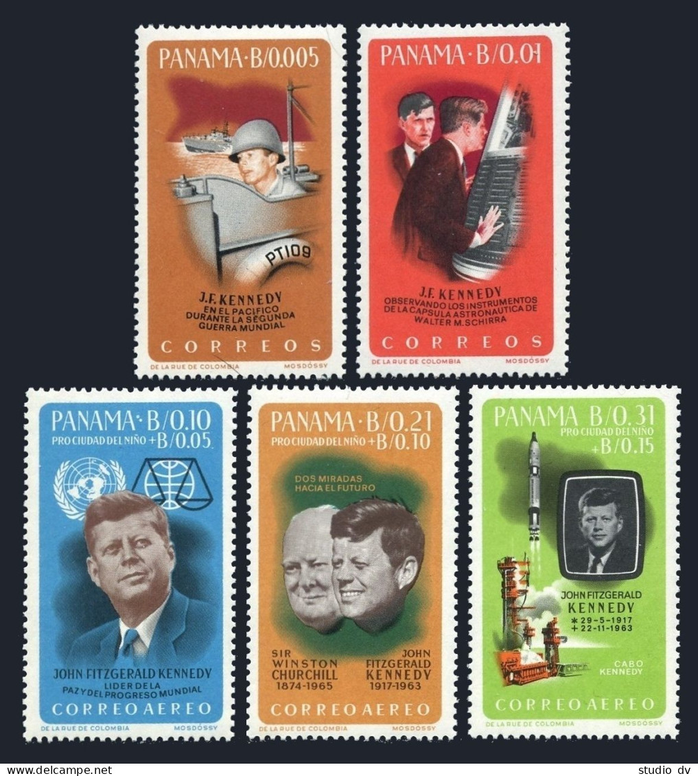 Panama 461-461D,461e, MNH. Mi 832-836,Bl.40. John Kennedy,1965. Space,Churchill, - Panamá