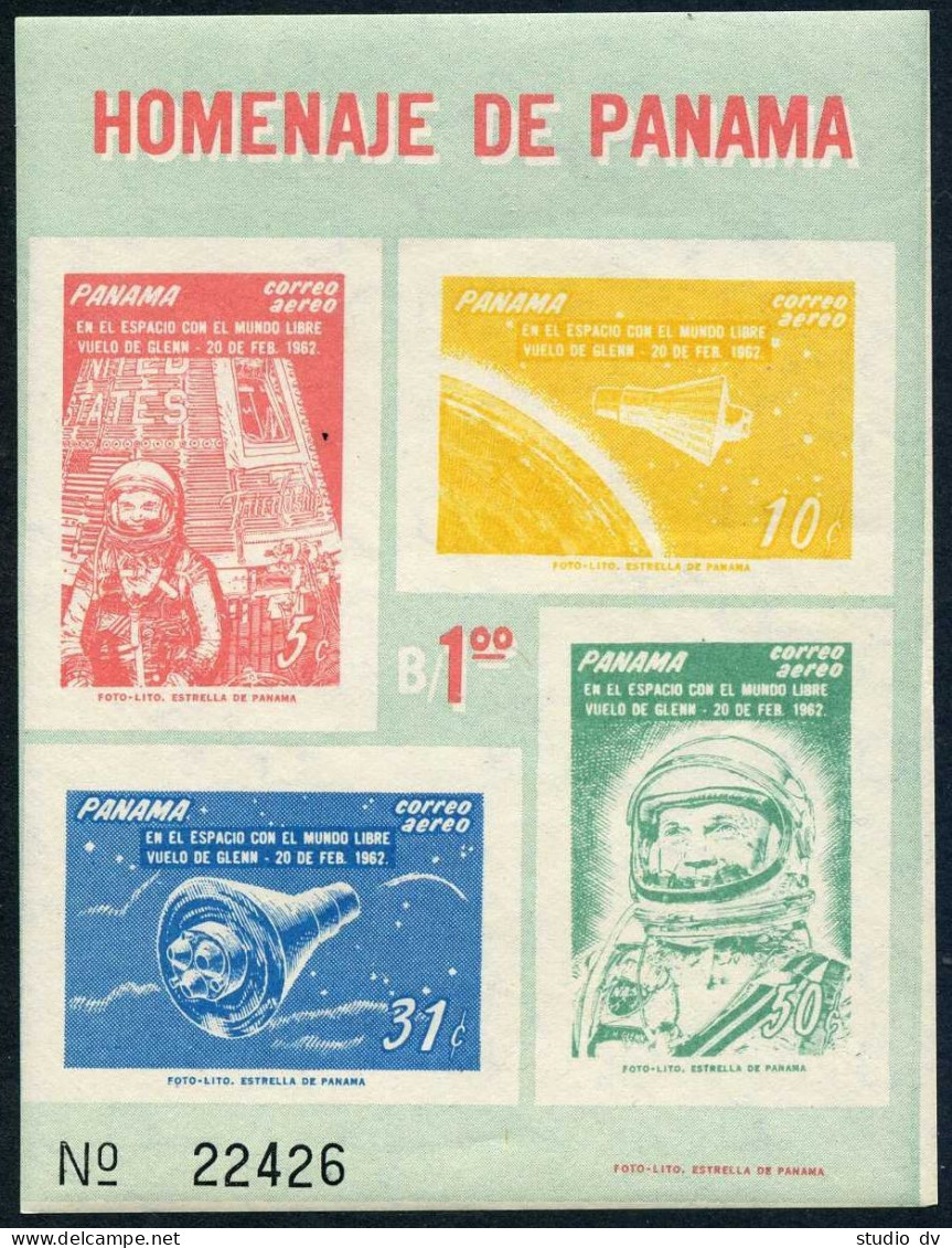 Panama C274-C277,C277a, MNH. Mi 633-636, Bl.12. US Astronaut John Glenn, 1962. - Panama