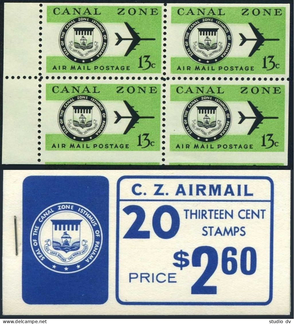 Panama Canal Zone C50a Booklet,MNH.Michel 170DE. Air Post 1974.Seal,Jet Plane. - Panamá