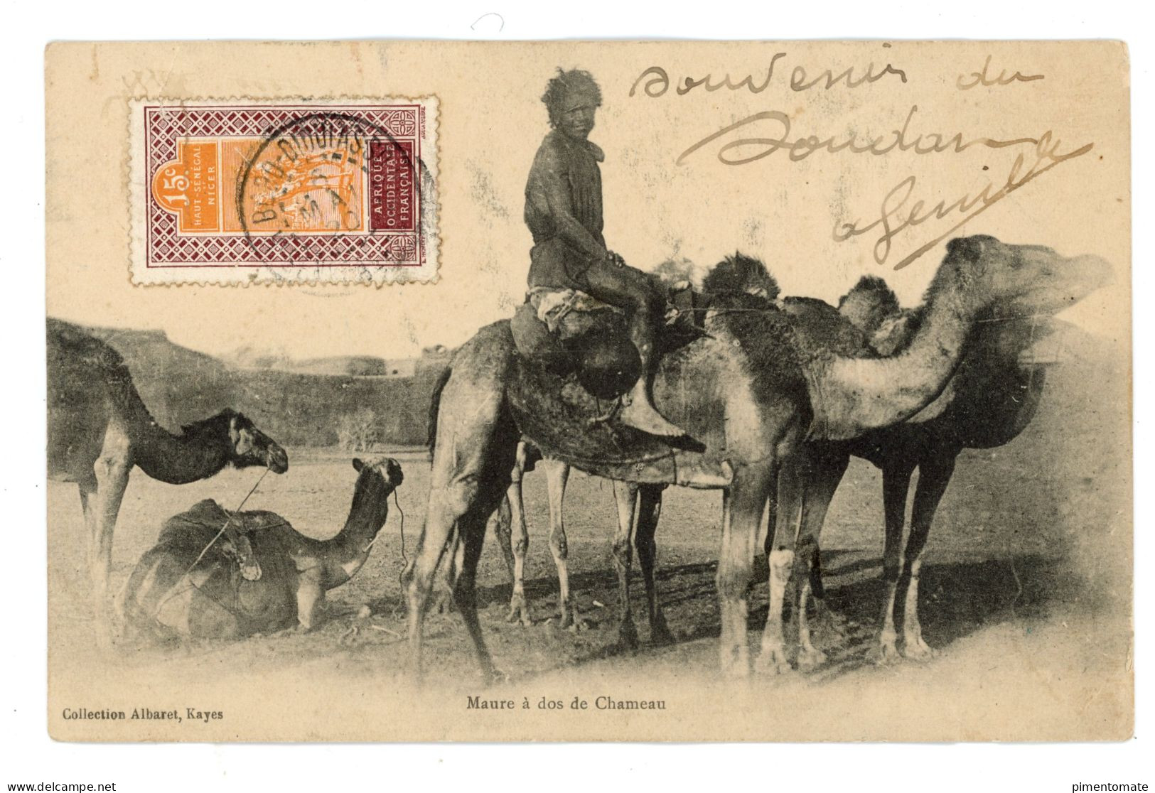 AFRIQUE OCCIDENTALE SOUDAN FRANCAIS MAURE A DOS DE CHAMEAU TIMBRE HAUT SENEGAL NIGER 1920 - Mali