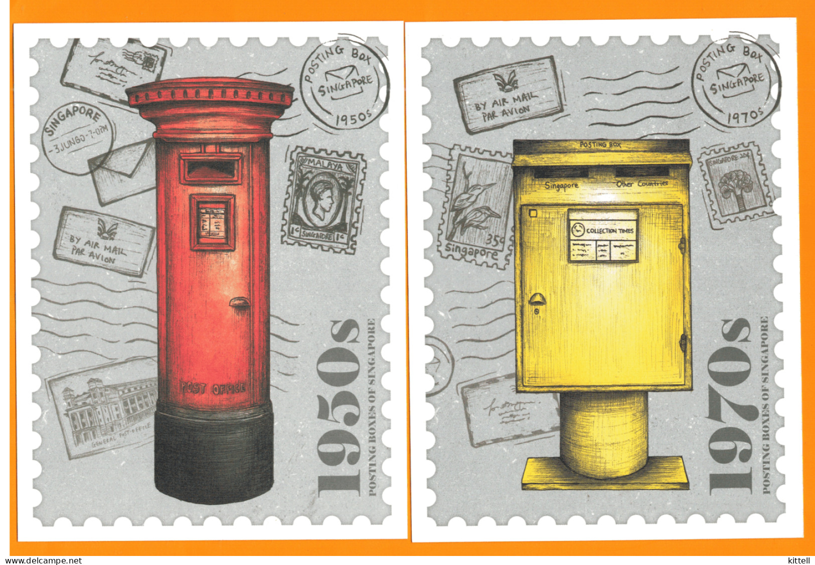 Postcard Singapore Postbox Mailbox 5 Postcards - Poste & Facteurs