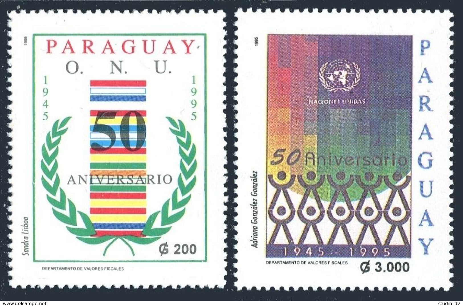 Paraguay 2523-2524, MNH. Michel 4704-4705. UN, 50th Ann. 1995. Flags. - Paraguay