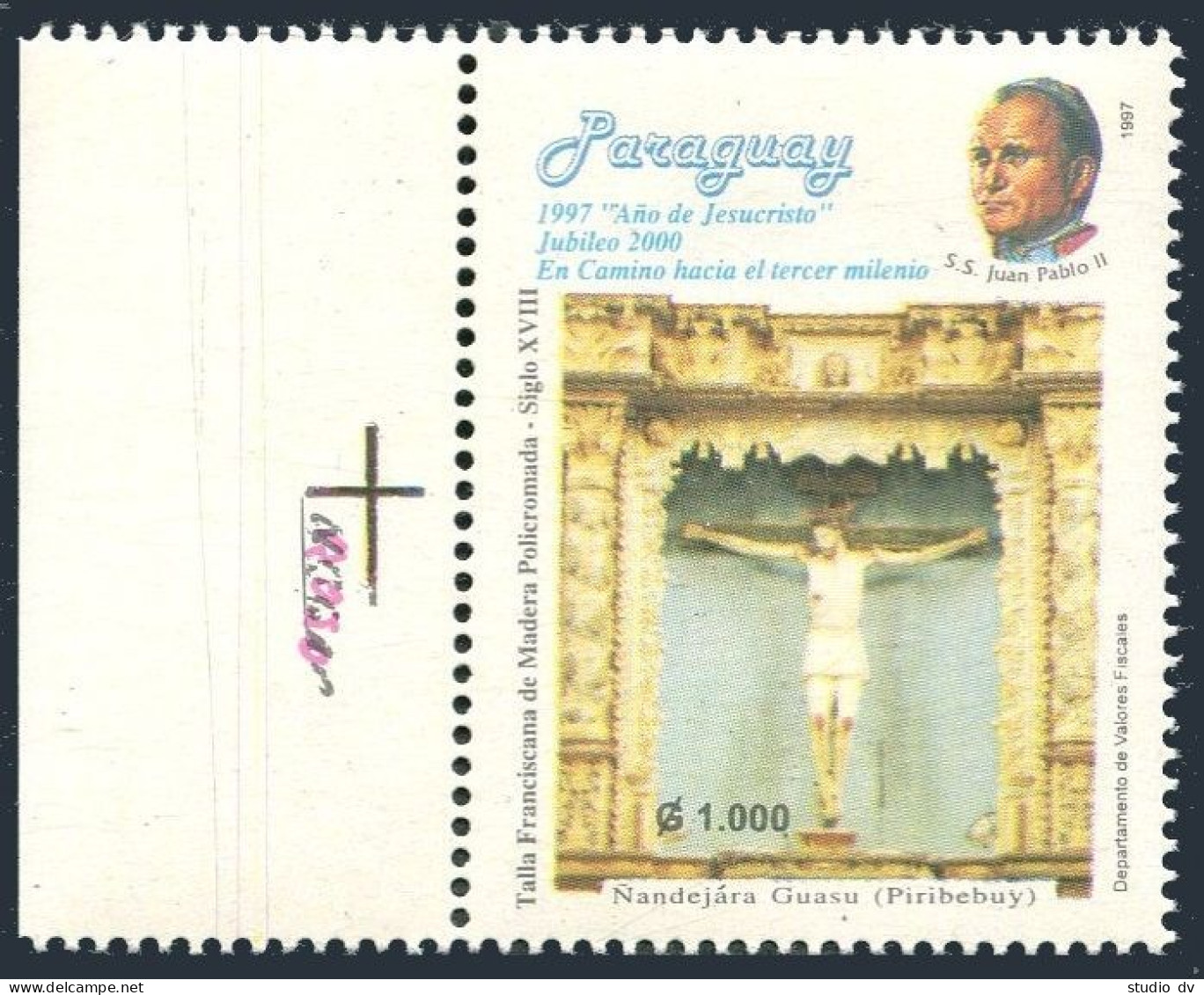 Paraguay 2556, MNH. 1997, Year Of Jesus Christ. Crucifix, Pope John Paul II. - Paraguay