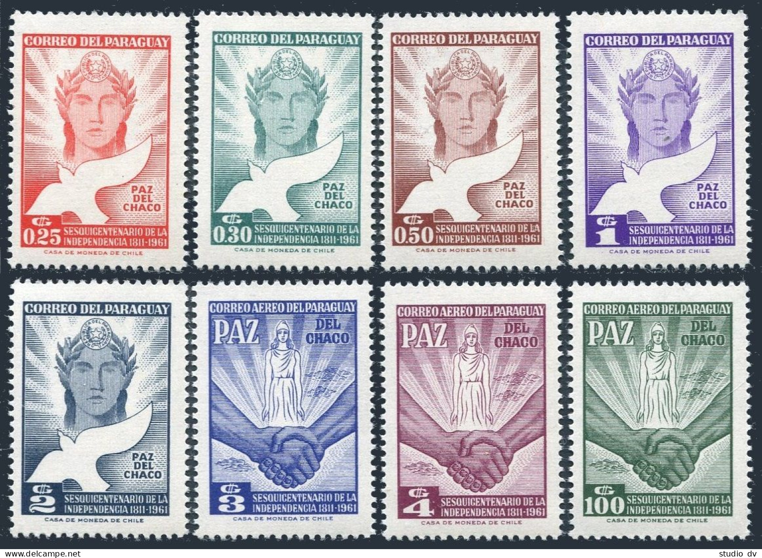 Paraguay 589-593, C288-C290, MNH. Chaco Peace. Independence, 150th Ann. 1961. - Paraguay