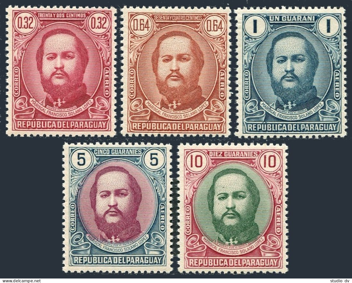 Paraguay C163-C167, MNH. Michel 627-631. 1947. Marshall Francisco Solano Lopez. - Paraguay