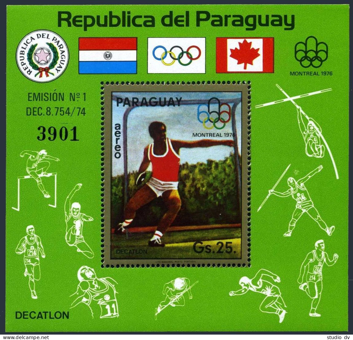 Paraguay 1609, MNH. Mi Bl.288. Olympics Montreal-1976. Decathlon.  - Paraguay