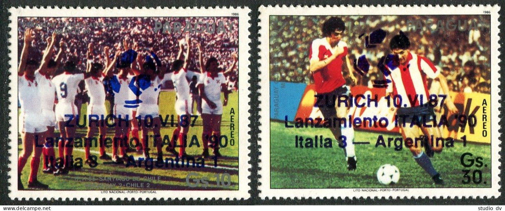 Paraguay C693-C694, MNH. Mi 4153-4154. Soccer In 1987. ZURICH 10.VI.87. - Paraguay