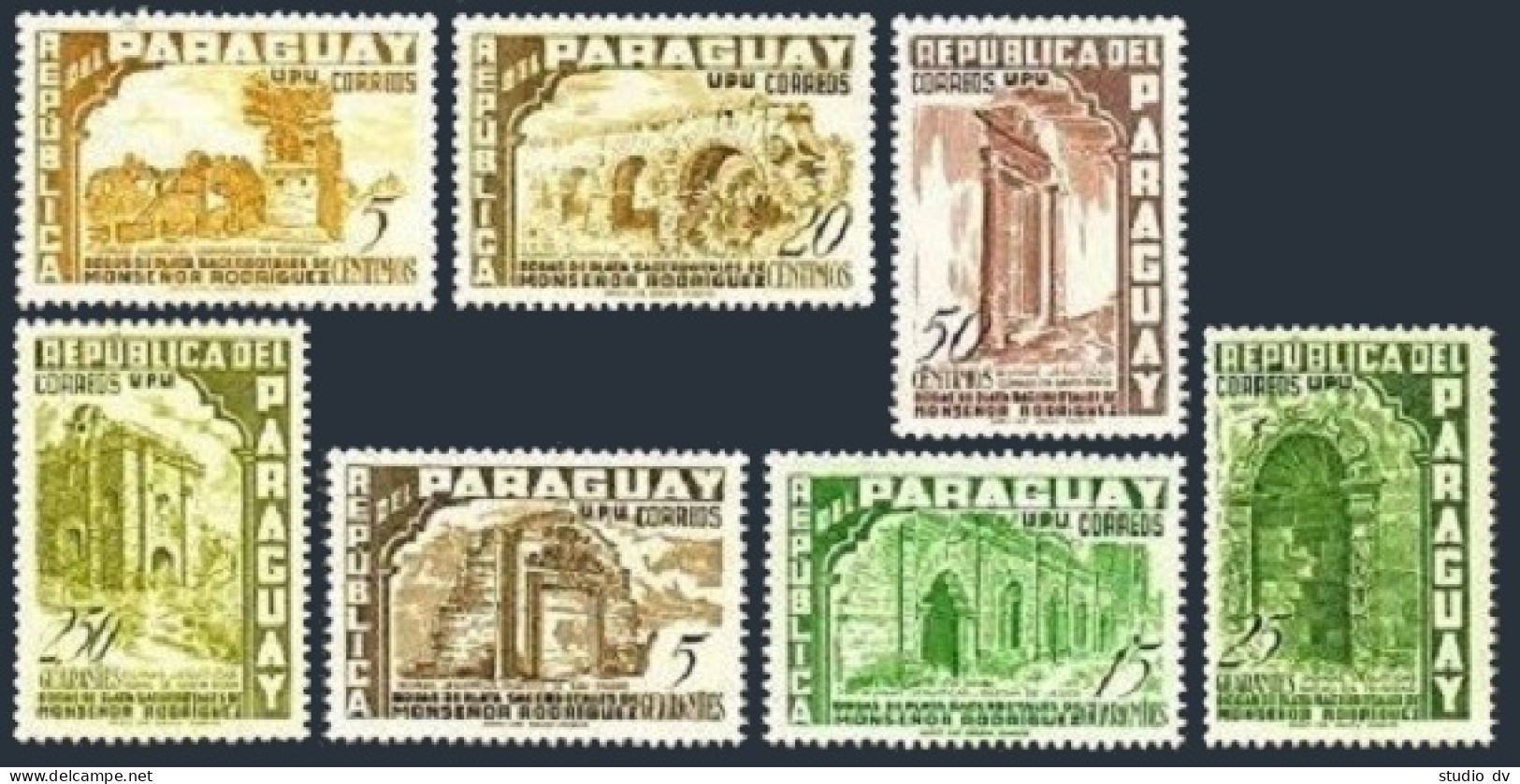Paraguay 491-497, Hinged. Mi 730-737. Priesthood Of Monsignor Rodrigues, 1955. - Paraguay