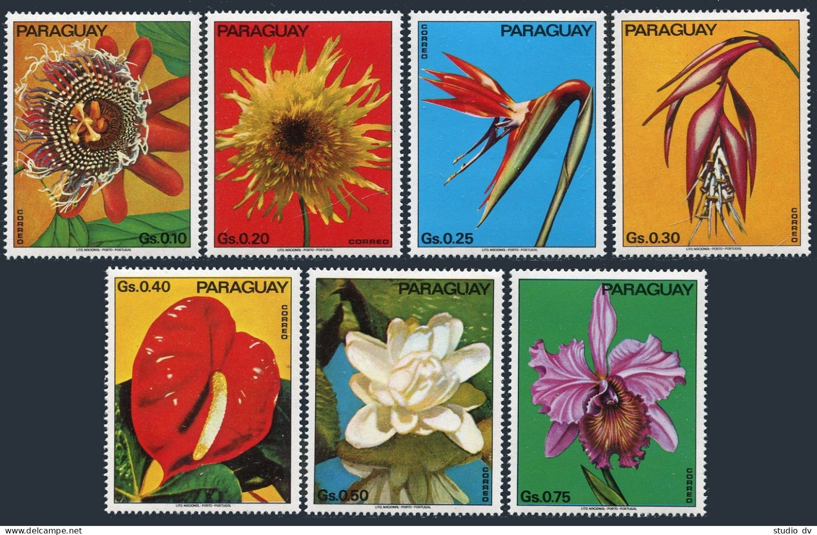 Paraguay 1531a-1531g,MNH.Mi 2525-2531. Flowers 1973.Passionflower,Dahila, Orchid - Paraguay