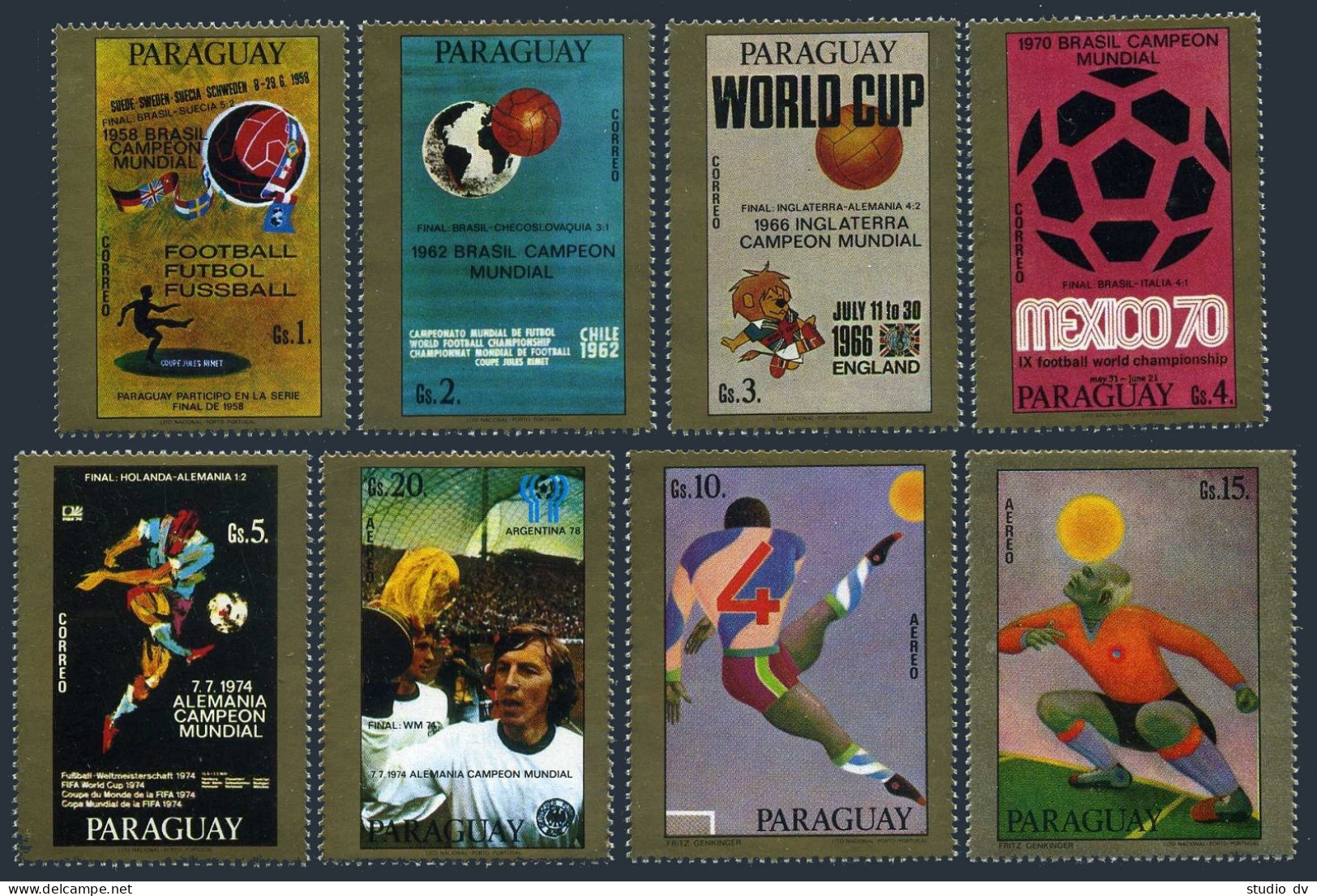Paraguay 1782-1783 Ag Strips, 1784-1785, MNH. Soccer Cup Argentina-1978. - Paraguay