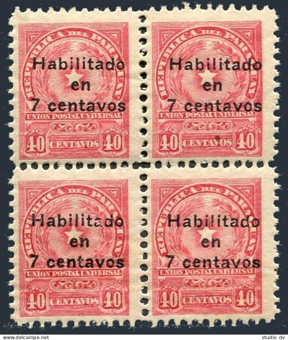 Paraguay 262 Block/4,MNH.Michel 249. Coat Of Arms,surcharged,1926. - Paraguay
