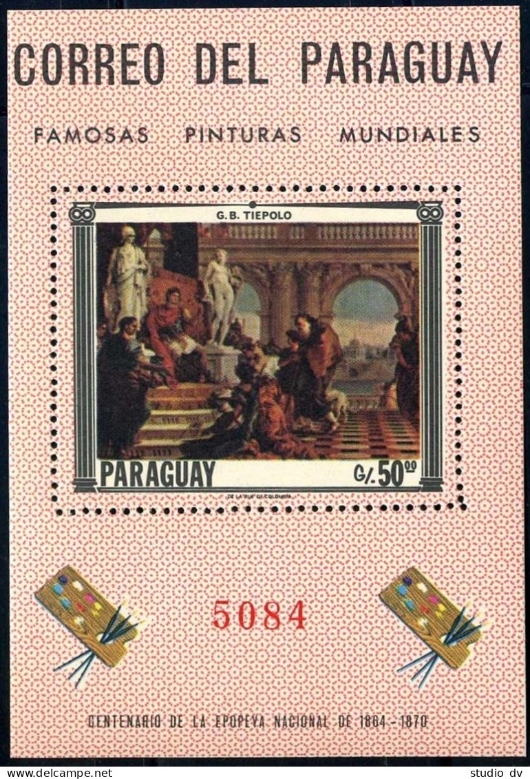 Paraguay 1040 Sheet, MNH. Michel 1756 Bl.103. Art 1967. By G.B. Tiepolo. - Paraguay