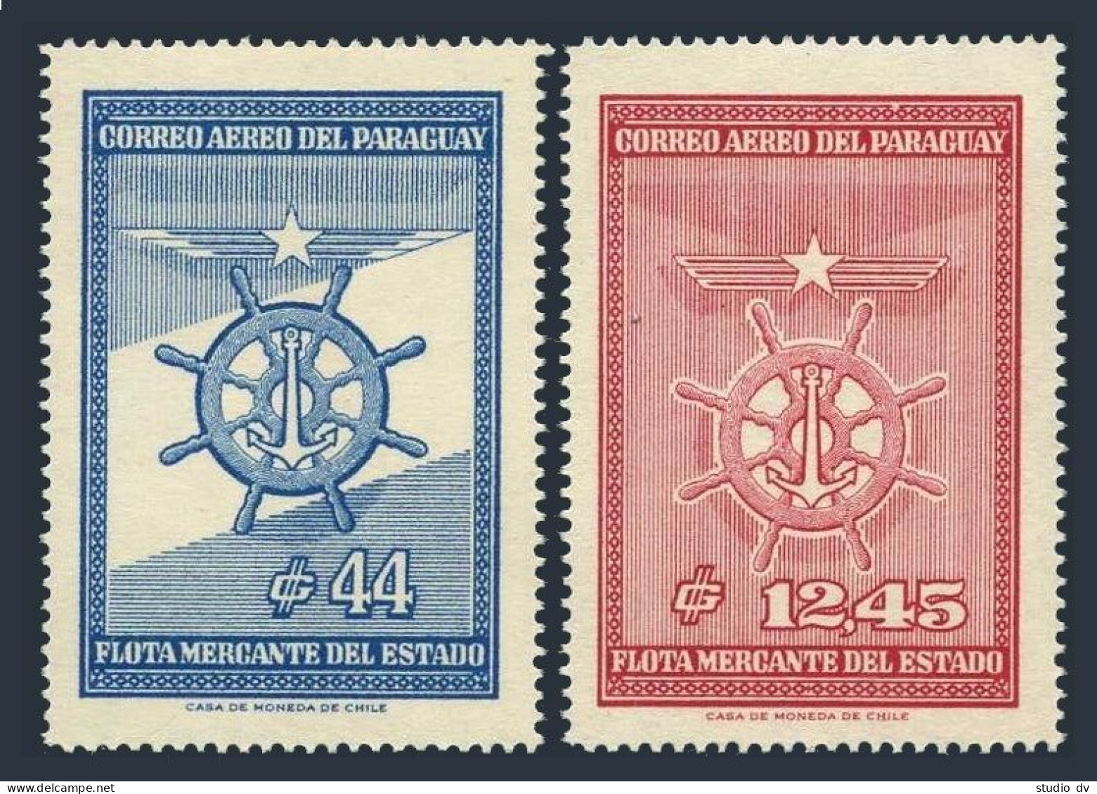 Paraguay 697-698, MNH. Michel 1085-1086. Merchant Marine, 1962.Ship's Wheel. - Paraguay