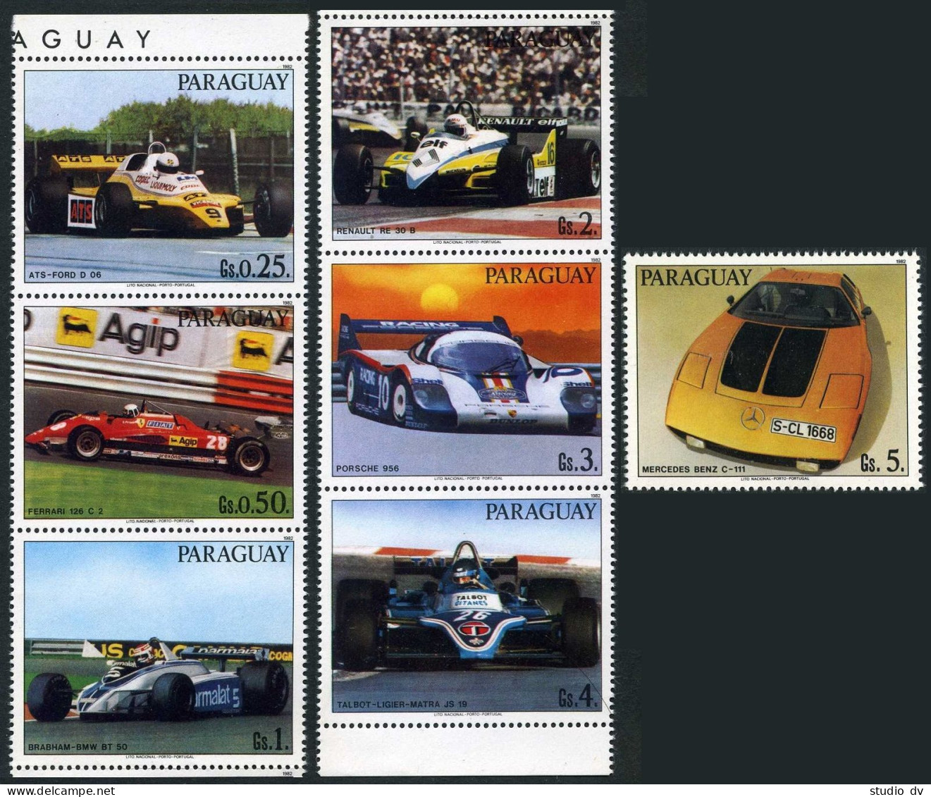 Paraguay 2068 Af-2069, MNH. Michel 3586-3592. Race Cars, 1983. - Paraguay