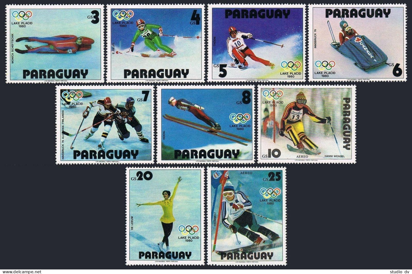 Paraguay 1899 Ag-1901,1902-1904 Sheets,MNH. Olympics Lake Placid-1980.Champions. - Paraguay