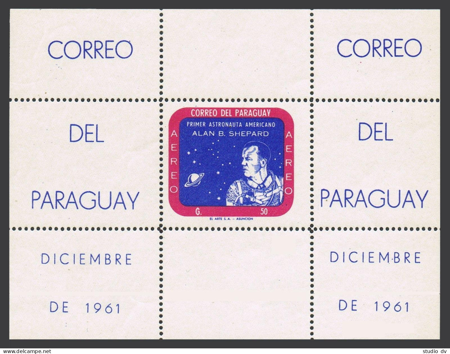 Paraguay 616a Sheet, MNH. Michel Bl.12. Alan B.Shepard, First US Astronaut,1961. - Paraguay