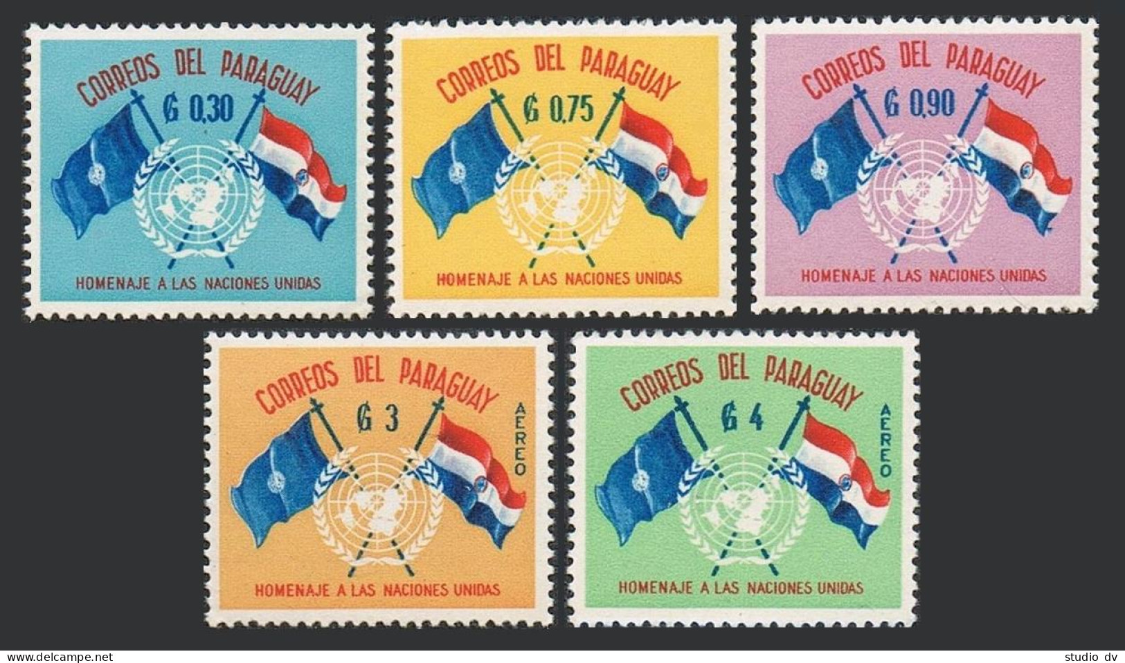 Paraguay 569-571, C272-C273, MNH. UN, 15th Ann.Emblem, Flags Of UN And Paraguay. - Paraguay