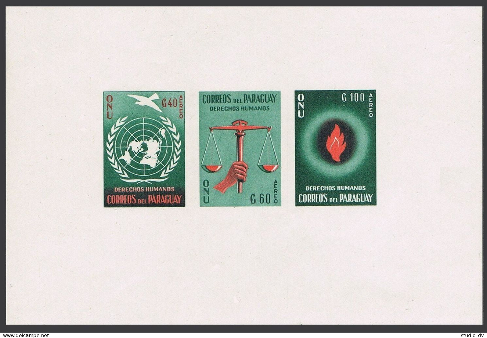 Paraguay 568a,C271a Perf,imperf, MNH. UN Declaration Of Human Rights, 1960.Dove. - Paraguay