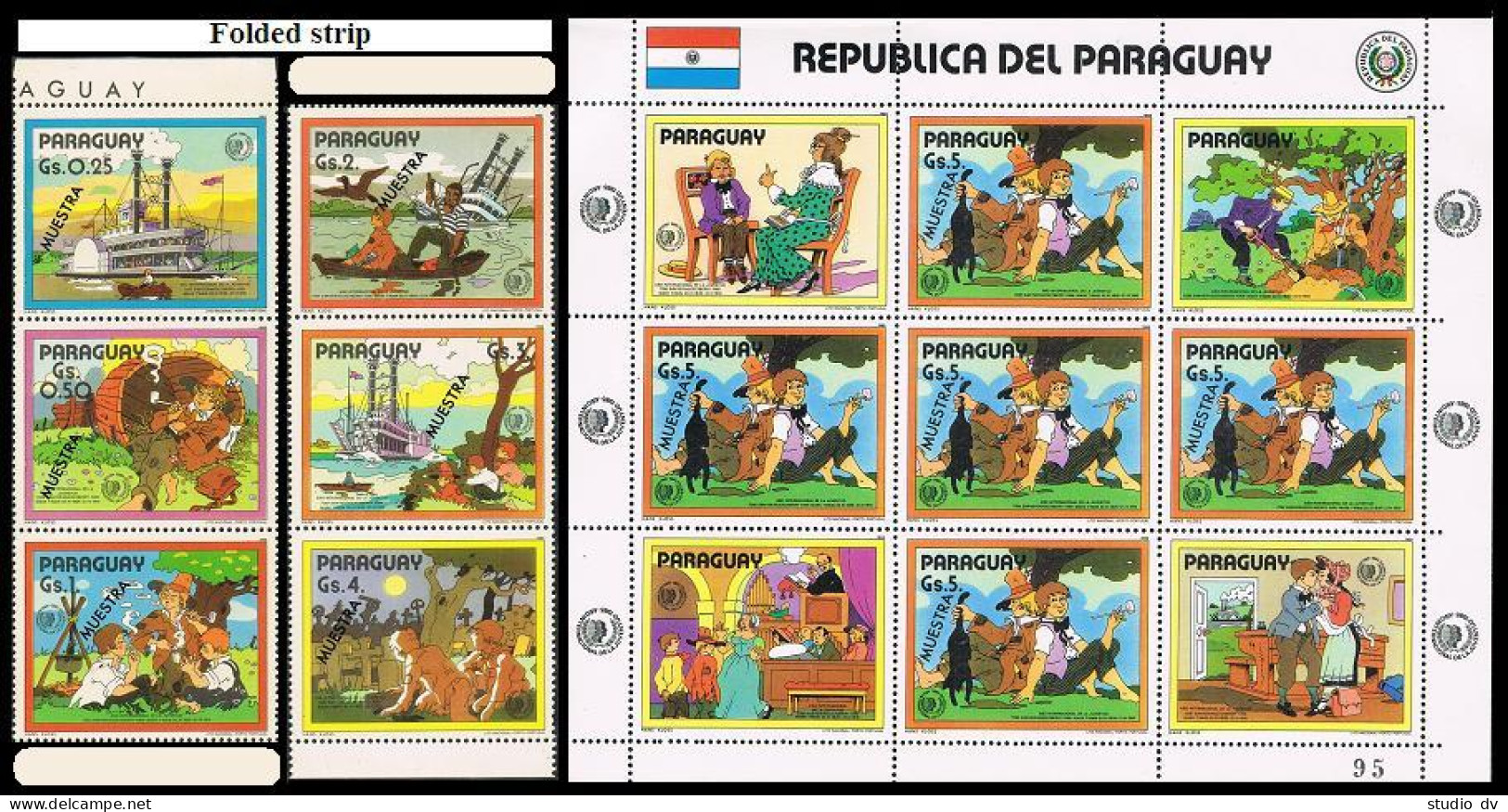 Paraguay 2147 Af,2148 Sheet, 2149 SPECIMEN, MNH. IYY-1985.Tom Sawyer,Huckleberry - Paraguay