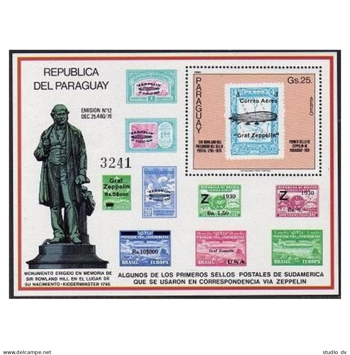 Paraguay 1948 Ag-1950, 1951-1952 Sheets, MNH. Mi 3270-3280. Rowland Hill, 1980. - Paraguay