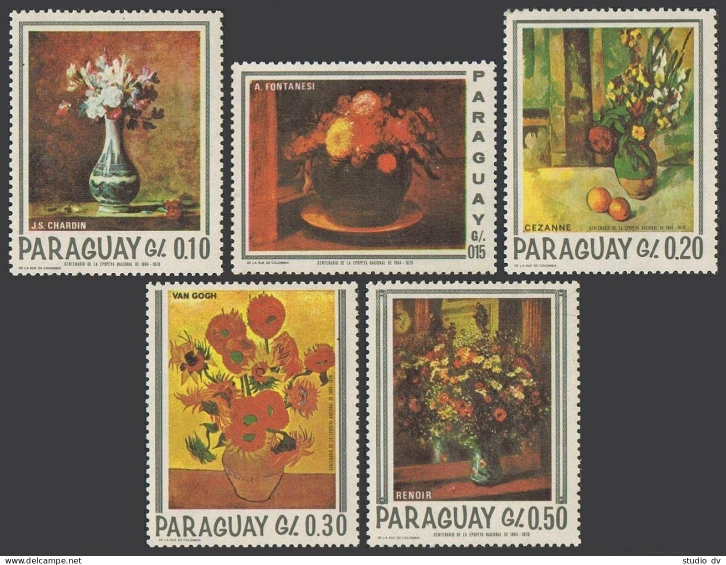 Paraguay 1027ae, MNH. Michel 1729-1733. Art 1967. Fontanesi, Cezanne, Van Gogh, - Paraguay