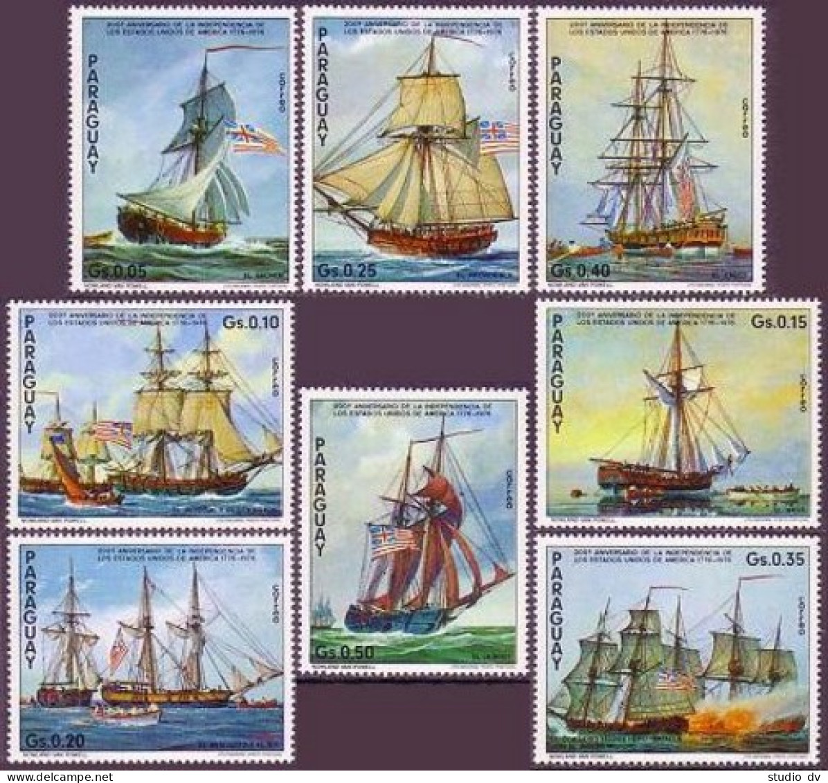Paraguay 1616-1623, MNH. Michel 2720-2727. USA-200, 1976. Ships. - Paraguay