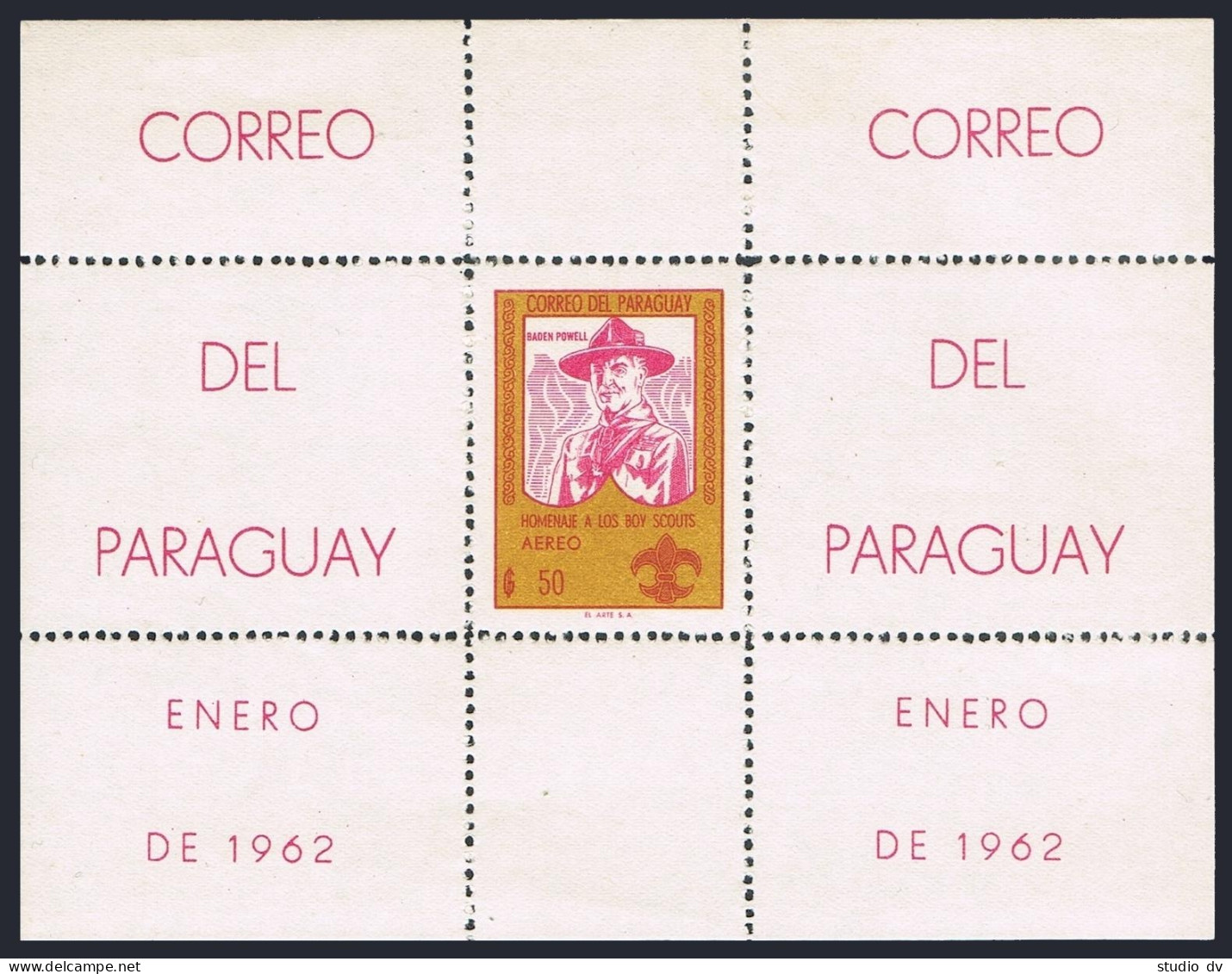 Paraguay 638-645, 645a Sheet, MNH. Boy Scouts 1962. Lord Baden-Powell. - Paraguay
