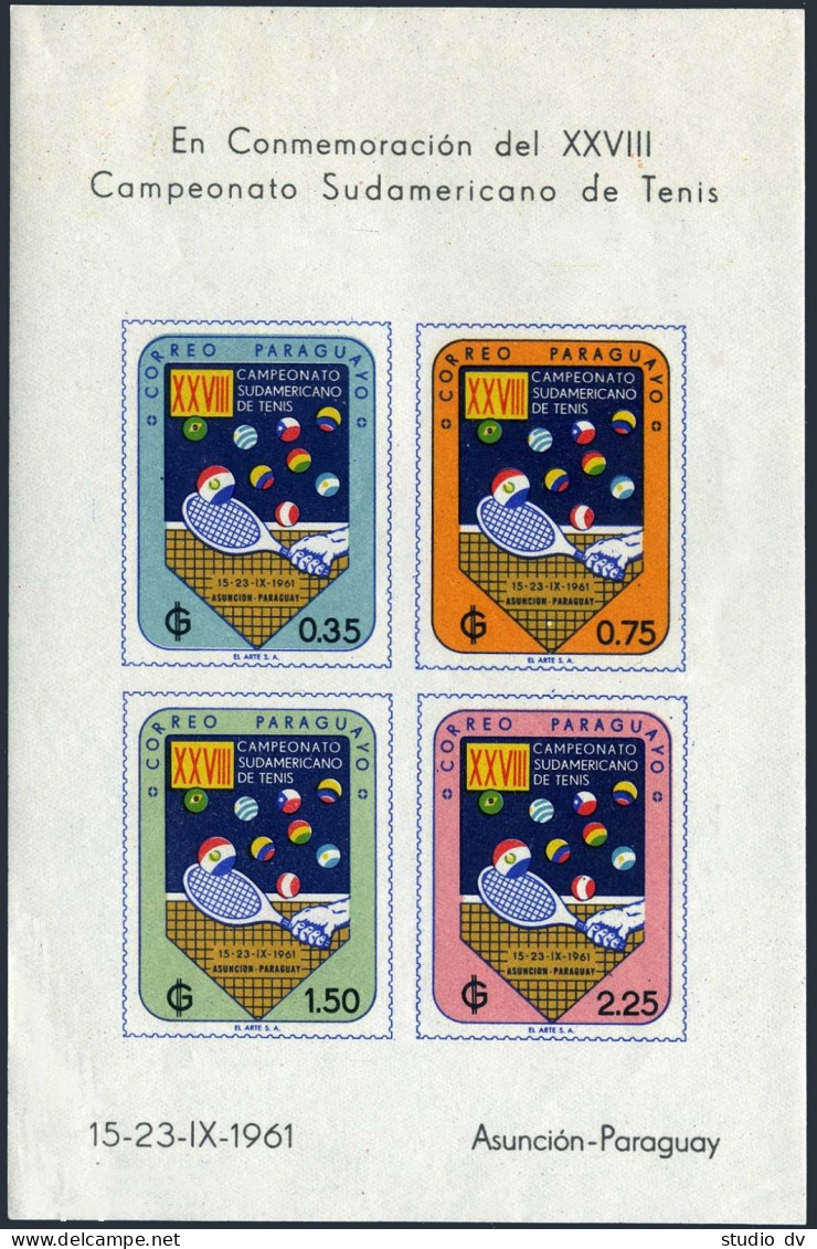 Paraguay 605-C303,609a,C303a Imperf,MNH.South American Tennis Championships,1961 - Paraguay