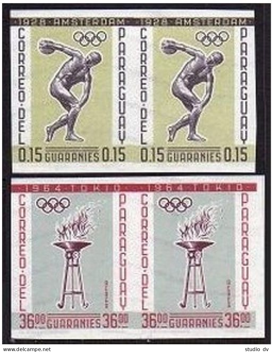 Paraguay 707-714 Imperf Pairs, MNH. Mi 1111-1118. Olympic Games, History, 1962. - Paraguay