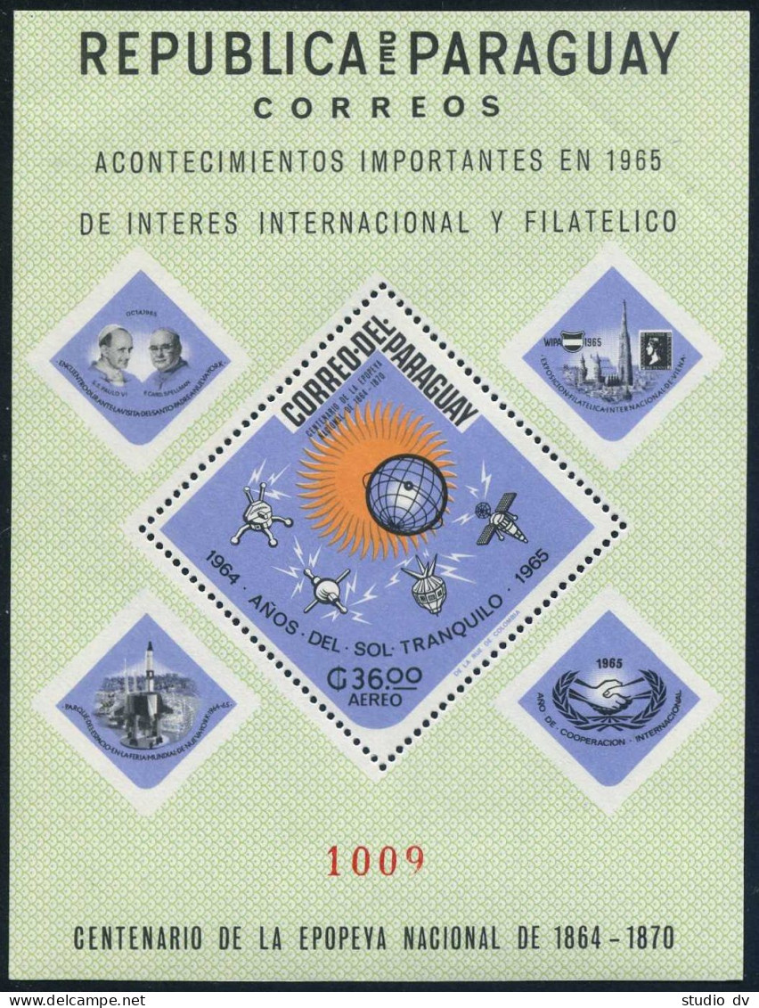 Paraguay 926a,926a Imperf,MNH. Mi Bl.79-80. Quiet Sun Year IQSY-1964.Satellites. - Paraguay