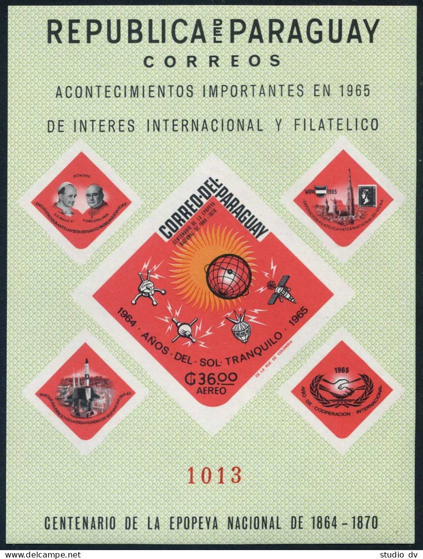 Paraguay 926a,926a Imperf,MNH. Mi Bl.79-80. Quiet Sun Year IQSY-1964.Satellites. - Paraguay