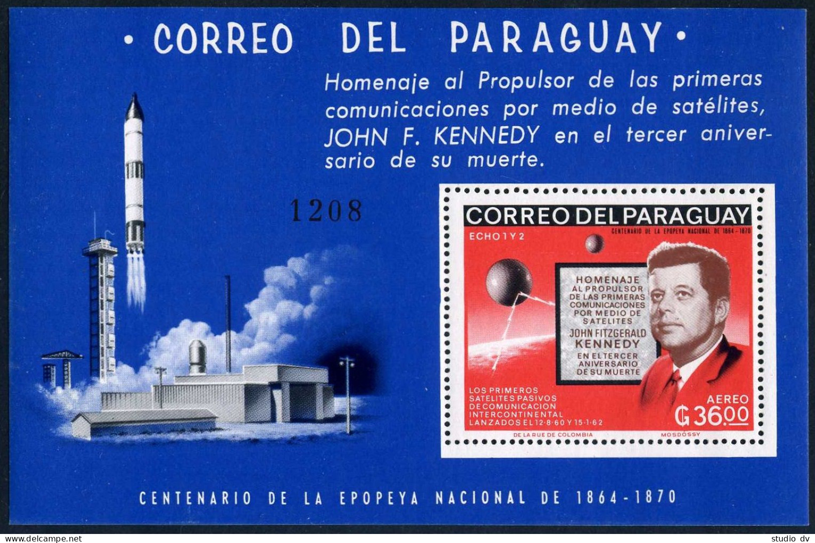 Paraguay 1001a,1001aB, MNH. Michel Bl.93-94. Space Research, 1966. John Kennedy. - Paraguay