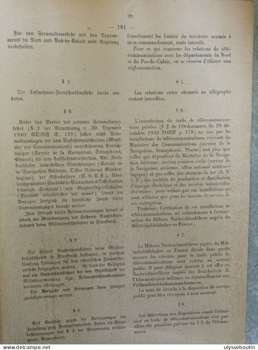 39/45 verordnungsblatt des militärsbefehlshaber in Frankreich. Journal officiel. 10 février 1941