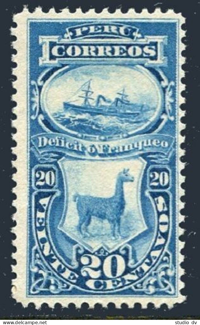 Peru J4, Hinged. Michel . Postage Due Stamps 1874. Steamship & Llama. - Peru