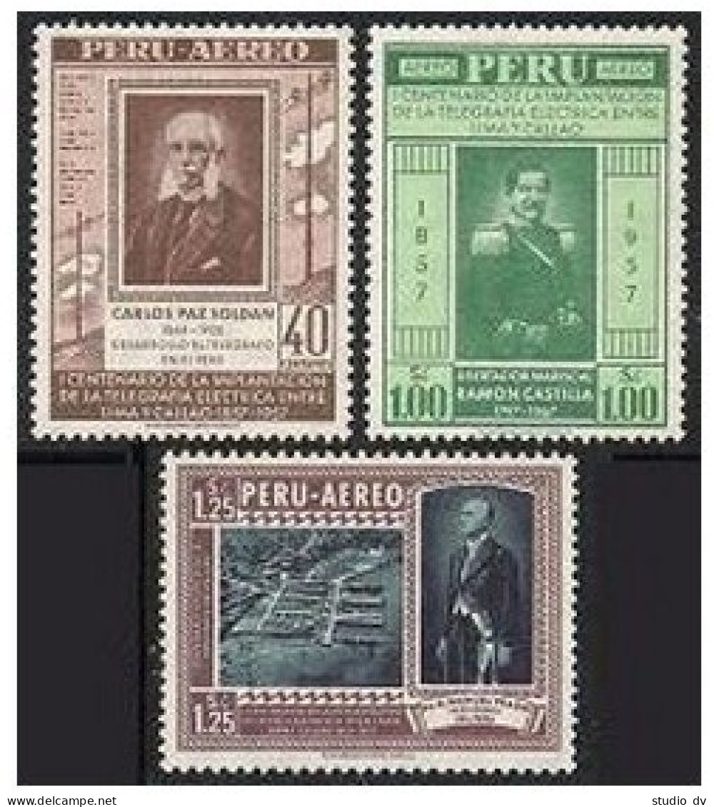 Peru C141-C143,hinged/no Gum.Mi 565-567. Lima-Callao Telegraph Connection,1958. - Peru