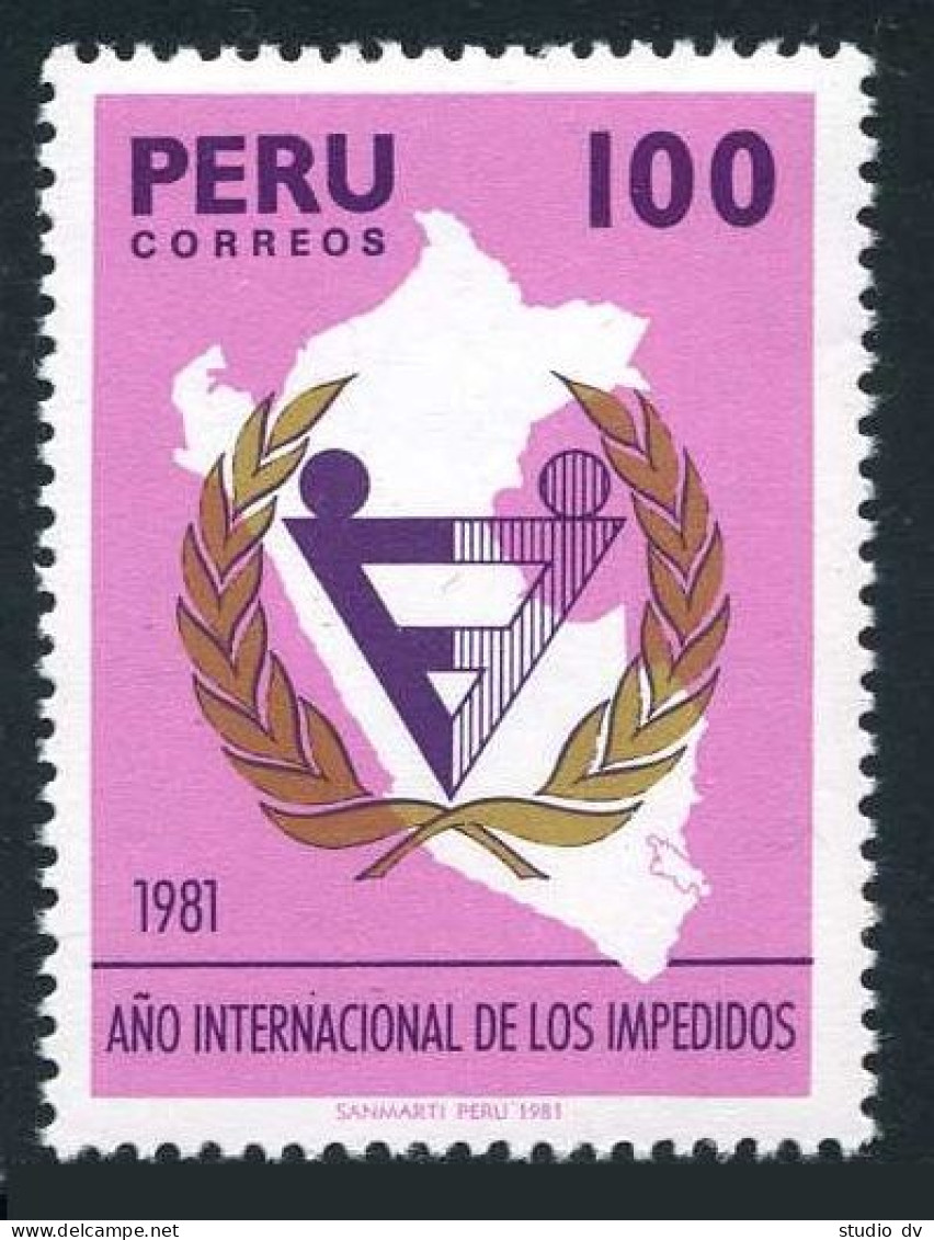 Peru 756A, MNH. Michel 1194. Year Of Disabled, IYD-1981. Emblem, Map. - Pérou