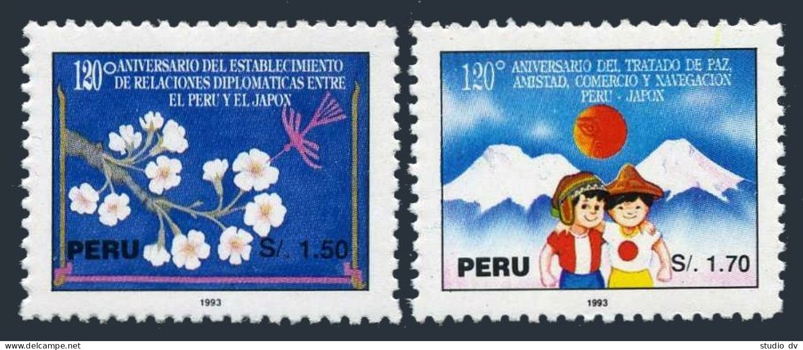 Peru 1050-1051, MNH. Mi 14492-1493. Peru-Japan Treaty Of Peace And Trade, 1993. - Pérou