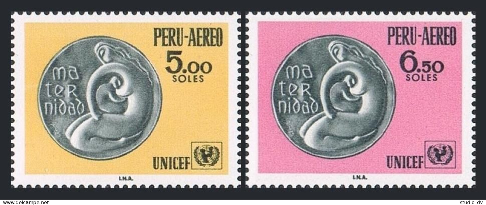 Peru C279-C290, MNH. Michel 749-759. Motherhood And UNICEF Emblem, 1970. - Peru