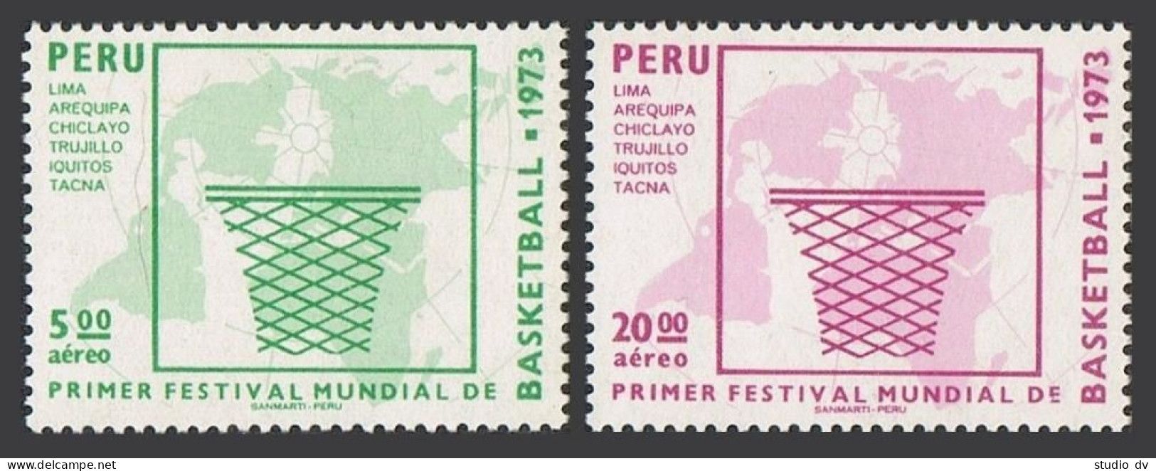 Peru C370-C371, MNH. Michel 913-914. International Basketball Festival, 1973.  - Pérou