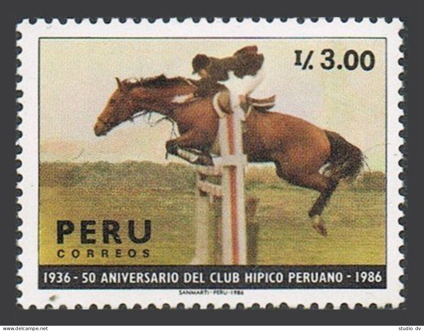 Peru 914, MNH. Michel 1353. National Horse Club, 50th Ann. 1987. - Peru