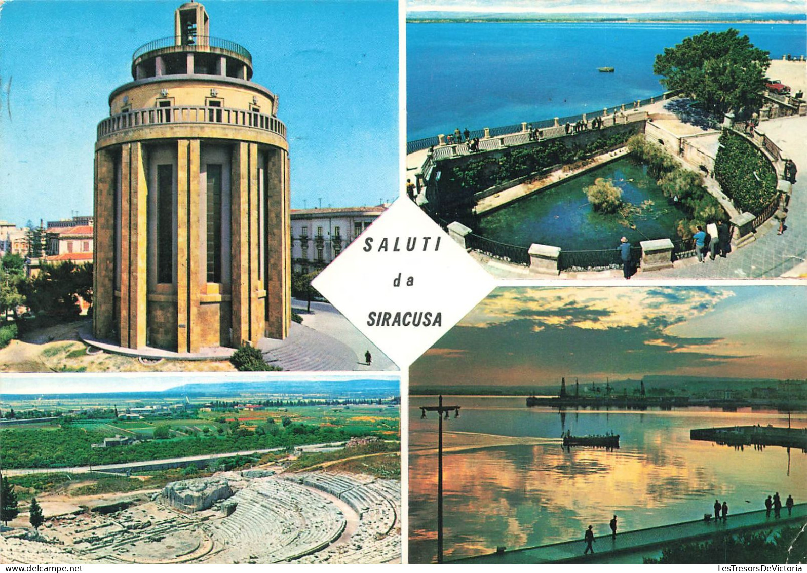 ITALIE - Siracusa - Panthéon - Fontana Aretusa - Teatro Greco E Valle Dell'Anapo - Carte Postale - Siracusa