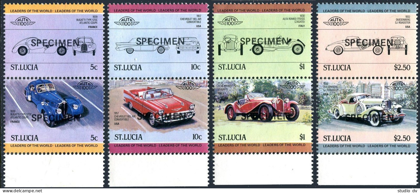 St Lucia 653-656 Ab Pairs SPECIMEN,MNH.Michel 652-659. Automobiles 1984,set 1. - St.Lucia (1979-...)