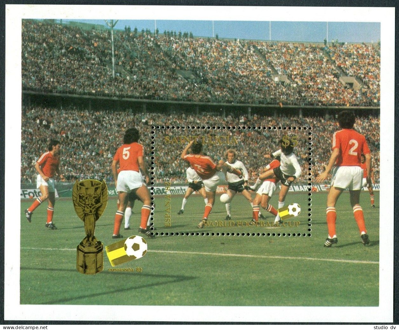 St Lucia 578-581,582, MNH. Michel 582-585, Bl.35. World Soccer Cup Spain 1982. - St.Lucie (1979-...)