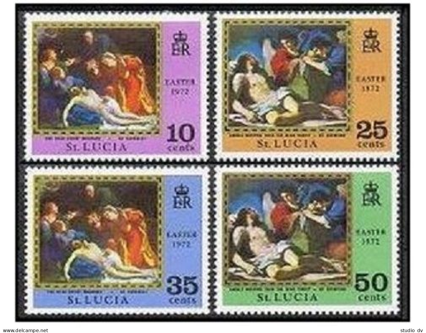 St Lucia 312-315, MNH. Mi 304-307. Easter 1972. Paintings By Carracci, Guercino. - St.Lucie (1979-...)