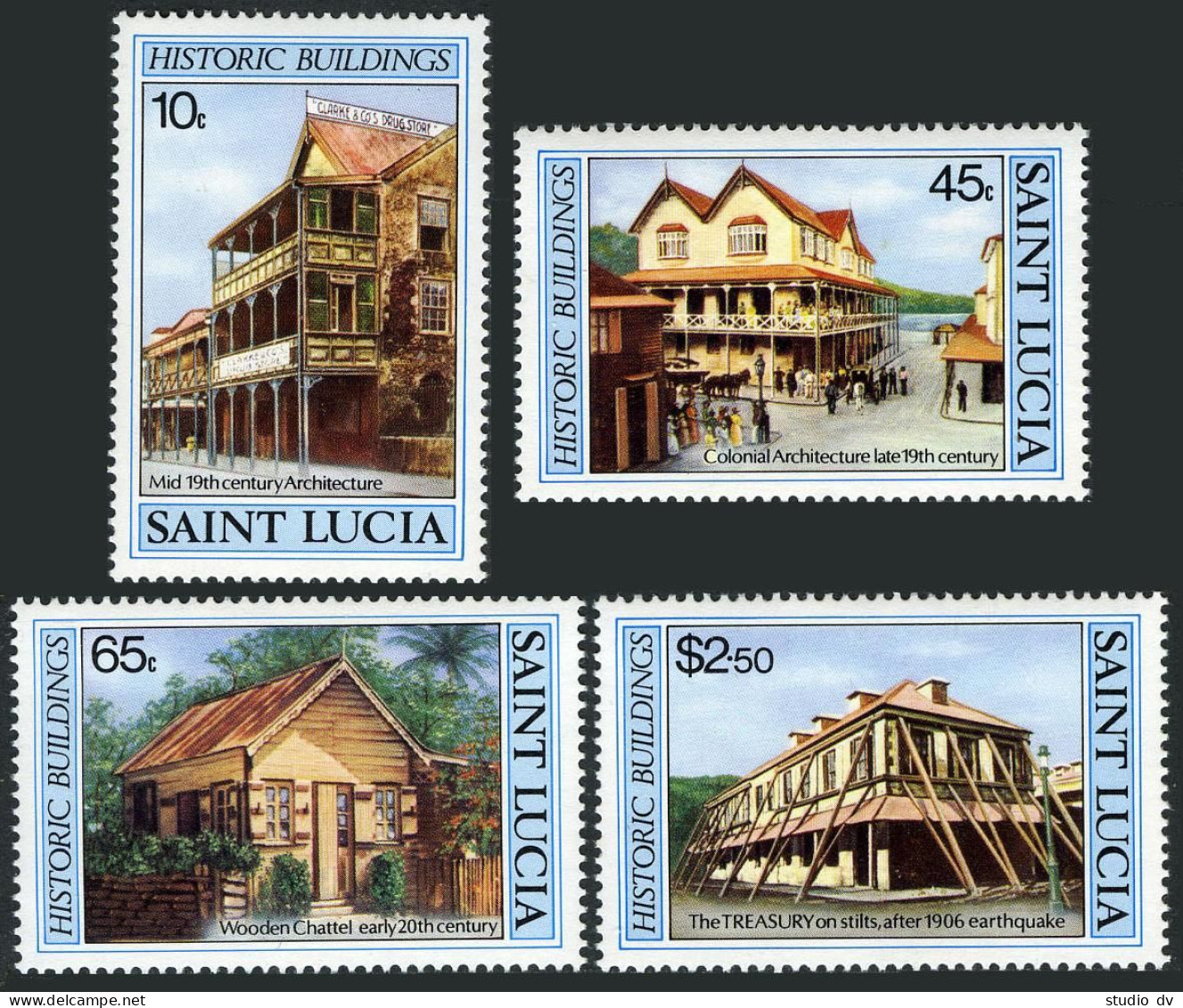 St Lucia 645-648,MNH.Michel 644-647. Local Architecture,1984. - St.Lucia (1979-...)