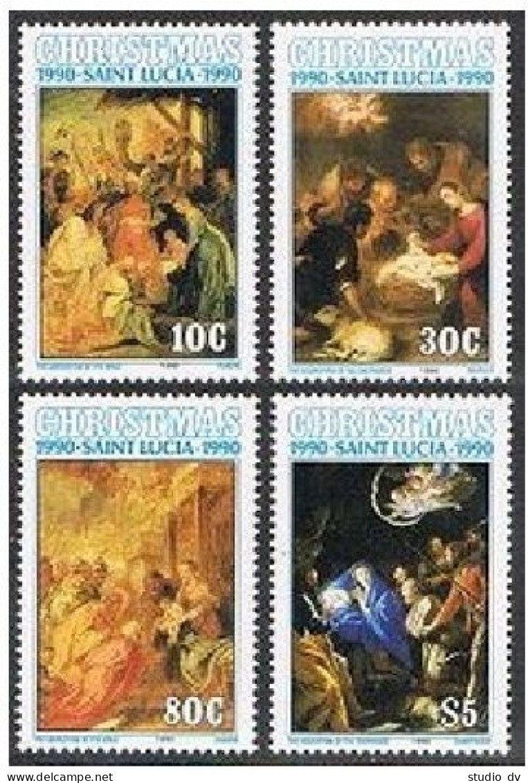 St Lucia 972-975, MNH. Michel 982-985. Christmas 1990.Rubens,Murillo,Champaigne. - St.Lucie (1979-...)