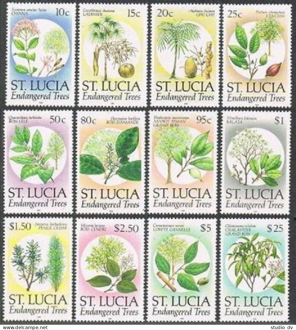 St Lucia 953-964, MNH. Michel 963/978. Trees In Danger Of Extinction, 1990. - St.Lucie (1979-...)