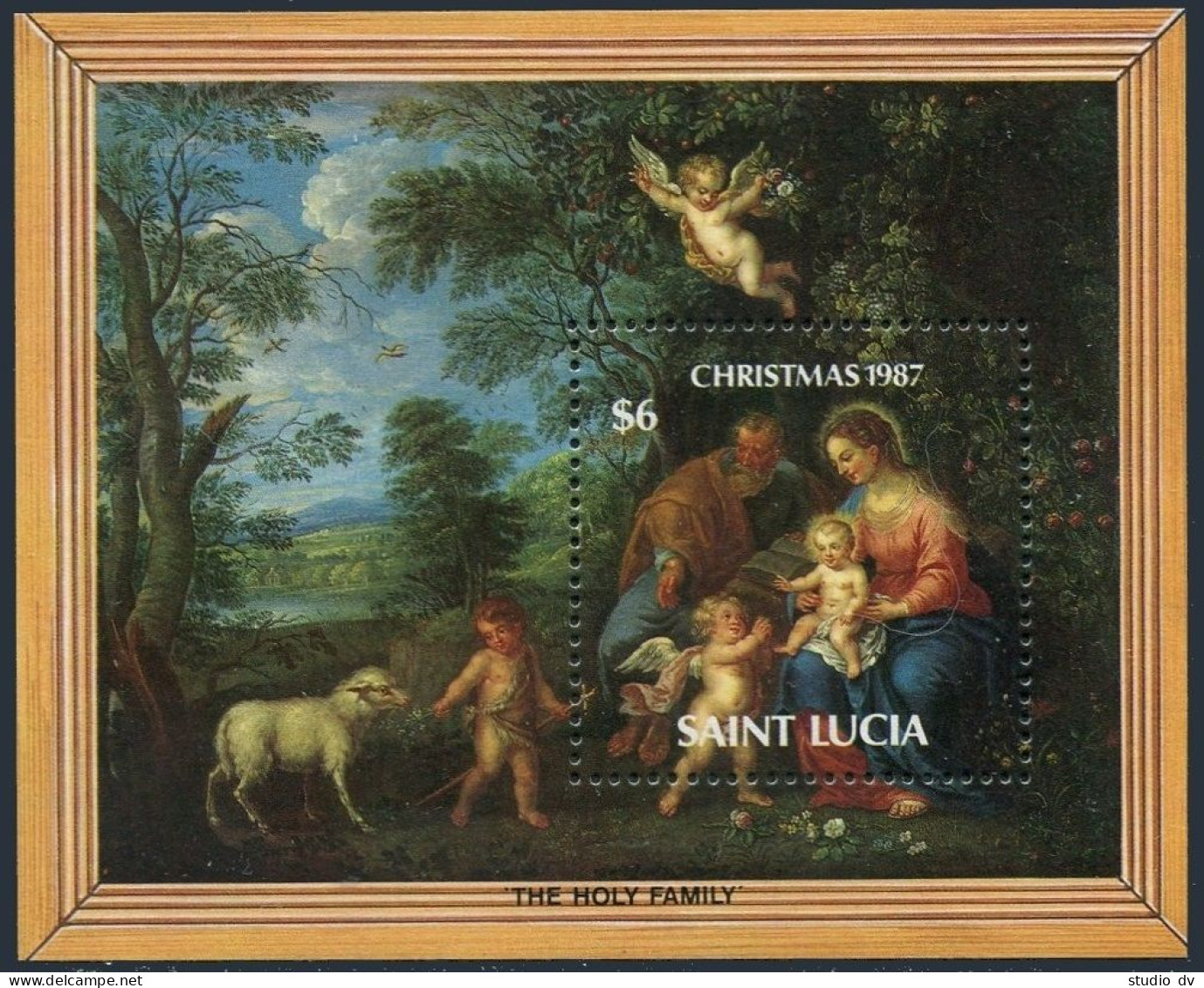 St Lucia 897-900, 901, MNH. Christmas, 1987. Paintings By Unidentified Artists. - St.Lucie (1979-...)