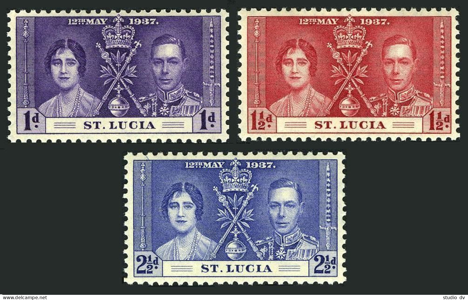 St Lucia 107-109, MNH. Michel 96-98. Coronation 1937. George VI,Queen Elizabeth. - St.Lucia (1979-...)